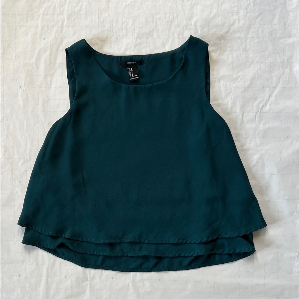 Forever 21 Deep Teal Double Layer Tank Top - Size S